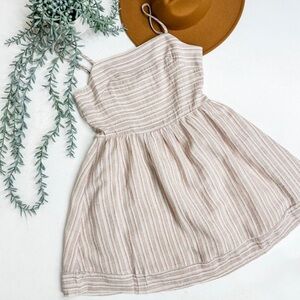 Entro Red, White & Khaki Linen Mini Dress Women’s Size Large